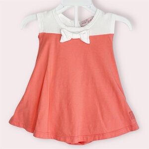 Lili Gaufrette baby dress w/ bloomers coral and white cap sleeve size 3 months
